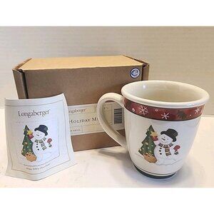 New Longaberger Pottery Holiday Mug with Bluster the Snowman in Original Box